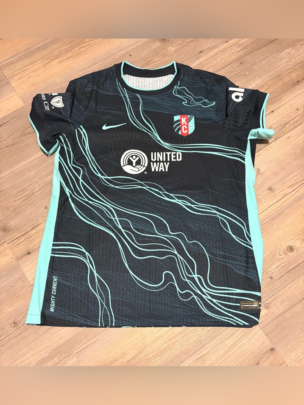 Nike Kansas City Current soccer jersey large black/teal new without tags
